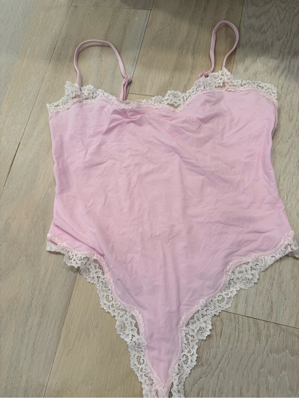 Skims Pink Lace-Trim Camisole Bodysuit